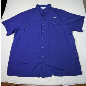Habit Men 3XL Blue Short Sleeve Button Front Vented Fishing Shirt Outdoor Wear